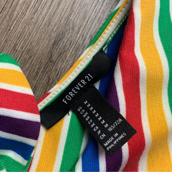 Forever 21 Rainbow Stripe Romper Shorts M - Picture 5 of 10